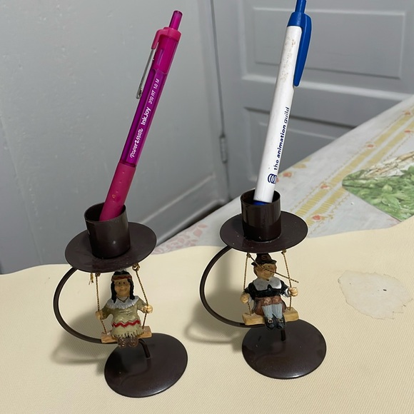 Candle Holder or Pencil Ornament a couple in a Swing - Picture 1 of 2